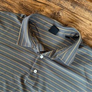 Dunning Golf Performance Polo Gray & Gold Stripe Egypt Valley CC Size XL Classic